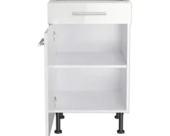 Optifit Unterschrank mit Schublade und Drehtür Rurik986 BxTxH 50 x 58,4 x 87 cm weiß glänzend zerlegt Anschlag reversibel KFRU U506-8E+