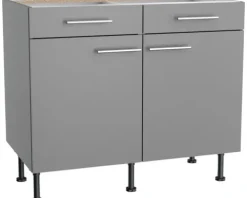 Optifit Unterschrank mit Schublade und Drehtür Mats825 BxTxH 100 x 58,4 x 87 cm basaltgrau matt zerlegt KFMA U106-8E+