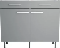 Optifit Unterschrank mit Schublade und Drehtür Mats825 BxTxH 100 x 58,4 x 87 cm basaltgrau matt zerlegt KFMA U106-8E+