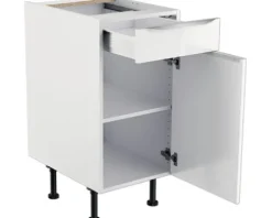 Optifit Unterschrank mit Schublade und Drehtür Arvid986 BxTxH 40 x 58,4 x 87 cm weiß glänzend zerlegt Anschlag reversibel KFAV U406-8E+