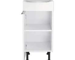 Optifit Unterschrank mit Schublade und Drehtür Arvid986 BxTxH 40 x 58,4 x 87 cm weiß glänzend zerlegt Anschlag reversibel KFAV U406-8E+