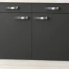 Optifit Unterschrank mit Schublade und Drehtür Faro220 BxTxH 100 x 60 x 84,8 cm anthrazit matt zerlegt Anschlag reversibel KUFR U106-9+