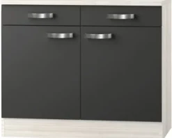 Optifit Unterschrank mit Schublade und Drehtür Faro220 BxTxH 100 x 60 x 84,8 cm anthrazit matt zerlegt Anschlag reversibel KUFR U106-9+