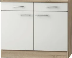 Optifit Unterschrank mit Schublade und Drehtür Dakar286 BxTxH 100 x 60 x 84,8 cm weiß glänzend zerlegt Anschlag reversibel KUDK U106-9+
