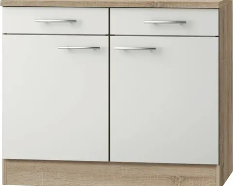 Optifit Unterschrank mit Schublade und Drehtür Dakar286 BxTxH 100 x 60 x 84,8 cm weiß glänzend zerlegt Anschlag reversibel KUDK U106-9+