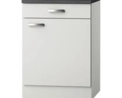Optifit Unterschrank mit Schublade und Drehtür Lagos286 BxTxH 60 x 60 x 84,8 cm weiß glänzend zerlegt Anschlag reversibel KULG U606-9+