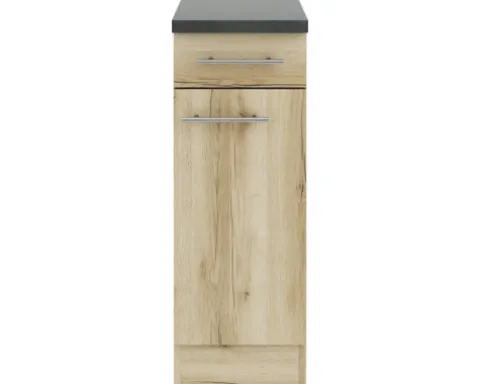 Optifit Unterschrank mit Schublade und Drehtür Livorno290 BxTxH 30 x 60 x 84,8 cm wildeiche matt strukturiert zerlegt Anschlag reversibel KULI U306-9+