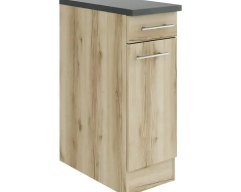 Optifit Unterschrank mit Schublade und Drehtür Livorno290 BxTxH 30 x 60 x 84,8 cm wildeiche matt strukturiert zerlegt Anschlag reversibel KULI U306-9+