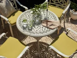 Outdoor Bistrotisch ANCONA 90 cm 90 cm Metall Cremeweiß