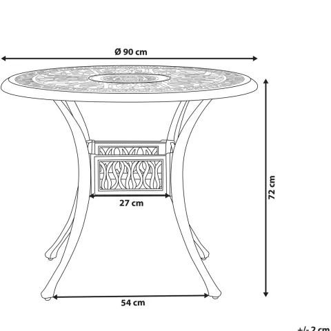 Outdoor Bistrotisch ANCONA 90 cm 90 cm Metall Schwarz