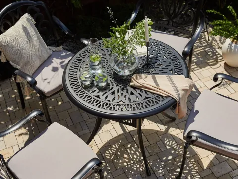 Outdoor Bistrotisch ANCONA 90 cm 90 cm Metall Schwarz
