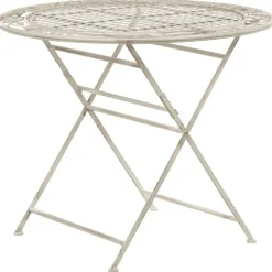 Outdoor Bistrotisch BIVIO 90 cm 90 cm Metall Cremeweiß