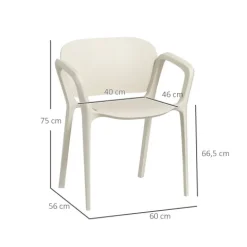 Outsunny Gartenstuhl 4er Set wetterfest Gartenstühle aus Kunststoff Stapelstuhl mit Armlehne Rückenlehne stapelbar Terrassenstuhl bis 120 kg belastbar Gartenmöbel für Hinterhof, Garten, Balkon Weiß