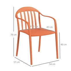 Outsunny Gartenstuhl 4er Set wetterfest Gartenstühle aus Kunststoff Stapelstuhl mit Armlehne Rückenlehne stapelbar Terrassenstuhl bis 120 kg belastbar Gartenmöbel für Hinterhof, Garten, Balkon Rot