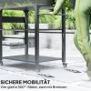 Outsunny Grillwagen 3-Etagen Servierwagen mit Arbeitsfläche Ablagen Räder, BBQ Grilltisch aus Edelstahl, Grill Beistelltisch, Outdoor Trolley, Holzkohlegrill für Garten, Terrasse, 105x50x79cm Schwarz