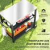 Outsunny Grillwagen 3-Etagen Servierwagen mit Arbeitsfläche Ablagen Haken Räder, Edelstahl BBQ Grilltisch, Grill Beistelltisch, Outdoor Rollwagen, Holzkohlegrill für Garten Grill 102x50x81cm Kohlegrau