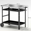 Outsunny Grillwagen 3-Etagen Servierwagen mit Arbeitsfläche Griffe Hülle Räder, höhenverstellbar BBQ Grilltisch Edelstahl, Grill Beistelltisch, Outdoor Rollwagen für Garten Grill 100x52x80cm Schwarz