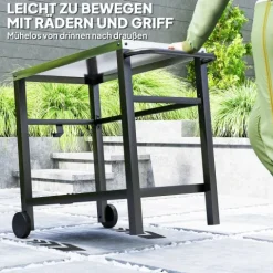 Outsunny Grillwagen 2-Etagen Servierwagen mit Arbeitsfläche Ablagen Haken Räder, BBQ Grilltisch aus Edelstahl, Grill Beistelltisch, Outdoor Rollwagen für Garten, Terrasse, Grill, 102 x 56 x 81cm