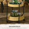 Outsunny Servierwagen Rattan Trolley mit 2 Regalen, Φ50 x 66 cm, Stahl, Gelb