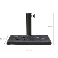 Outsunny Sonnenschirmständer 15 kg Schirmhalter Regenschirm Base für Ø38 mm Ø48 mm Kunstharz Schwarz 47 x47 x 32 cm
