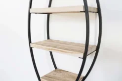 Ovales Wandregal mit 4 Holzregalen – 36 x 80 cm