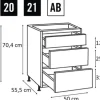 PICCANTE Smart Frontenset Unterschrank 50 cm 1 Schubkastenblende und 2 Auszugblenden BASALT GREY "AB"