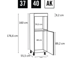 PICCANTE Smart Frontenset Midischrank für Kühlschrank und Backofen 1 Drehtür und 1 Blende STONE GREEN "AK"