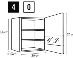 PICCANTE Smart Segmentglastür für Oberschrank 50 x 70 cm WILD OAK "O"