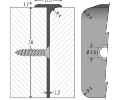 PICCANTE Eckverbindungsprofil für Arbeitsplatten mit 38 mm Stärke und Postformingkante Radius 4 mm Länge: 635 mm