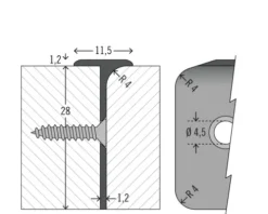 PICCANTE Eckverbindungsprofil für Arbeitsplatten mit 28 mm Stärke und Postformingkante Radius 4 mm Länge: 635 mm