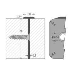 PICCANTE Längenverbindungsprofil Aluminium für Arbeitsplatten mit 28 mm Stärke und Postformingkante Radius 4 mm Länge: 635 mm