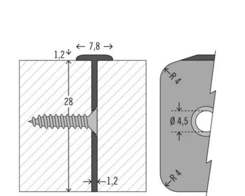 PICCANTE Längenverbindungsprofil Aluminium für Arbeitsplatten mit 28 mm Stärke und Postformingkante Radius 4 mm Länge: 635 mm