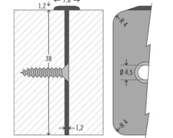PICCANTE Längenverbindungsprofil Aluminium für Arbeitsplatten mit 38 mm Stärke und Postformingkante Radius 4 mm Länge: 635 mm