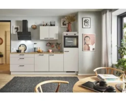 PICCANTE Plus Küchenzeile mit Geräten Sonera 250 cm kaschmirgrau matt vormontiert Variante rechts 4067368012812