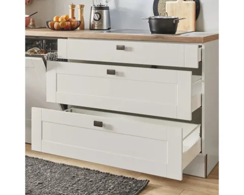 PICCANTE Plus Küchenzeile mit Geräten Bella 370 cm kaschmirgrau matt vormontiert Variante links 4067368018371