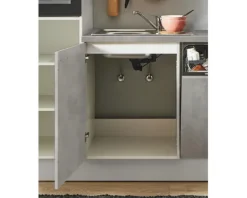 PICCANTE Plus Küchenzeile mit Geräten Casual 280 cm beton perlgrau matt vormontiert Variante links 4067368013536