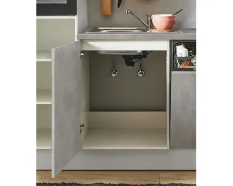 PICCANTE Plus Küchenzeile mit Geräten Casual 280 cm beton perlgrau matt vormontiert Variante links 4067368013536