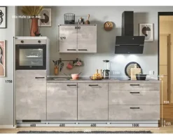 PICCANTE Plus Küchenzeile mit Geräten Casual 280 cm beton perlgrau matt vormontiert Variante links 4067368013536
