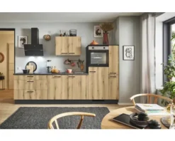 PICCANTE Plus Küchenzeile mit Geräten Casual 290 cm evoke eiche matt vormontiert Variante rechts 4067368014342