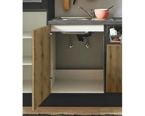 PICCANTE Plus Küchenzeile mit Geräten Casual 290 cm evoke eiche matt vormontiert Variante rechts 4067368014342