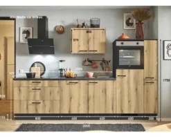 PICCANTE Plus Küchenzeile mit Geräten Casual 290 cm evoke eiche matt vormontiert Variante rechts 4067368014342