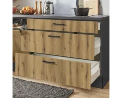 PICCANTE Plus Küchenzeile mit Geräten Casual 290 cm evoke eiche matt vormontiert Variante rechts 4067368014342