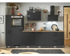 PICCANTE Plus Küchenzeile mit Geräten Sonera 280 cm grafit matt vormontiert Variante links 4067368013819