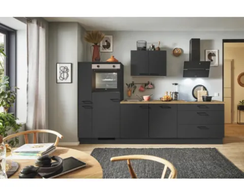 PICCANTE Plus Küchenzeile mit Geräten Sonera 280 cm grafit matt vormontiert Variante links 4067368013819