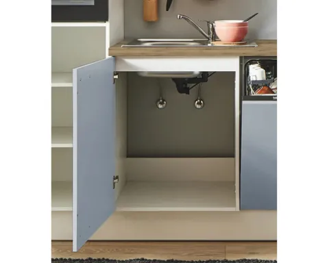 PICCANTE Plus Küchenzeile mit Geräten Marlena 320 cm pastellblau matt vormontiert Variante links 4067368016551
