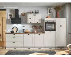 PICCANTE Plus Küchenzeile mit Geräten Bella 320 cm kaschmirgrau matt vormontiert Variante rechts 4067368016728