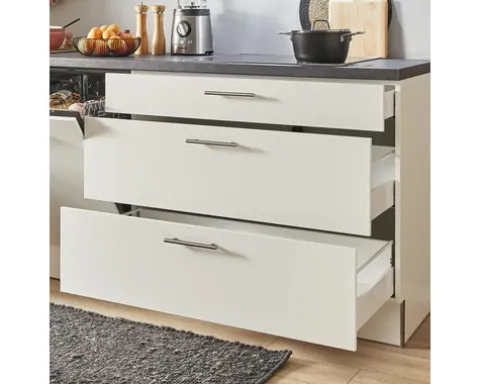 PICCANTE Plus Küchenzeile mit Geräten Prime Fabro 260 cm weiß hochglanz vormontiert Variante links 4067368012898