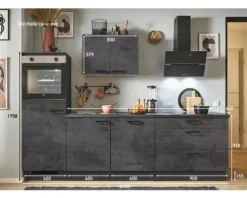PICCANTE Plus Küchenzeile mit Geräten Casual 270 cm beton grafitgrau matt vormontiert Variante links 4067368013161