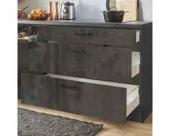 PICCANTE Plus Küchenzeile mit Geräten Casual 270 cm beton grafitgrau matt vormontiert Variante links 4067368013161