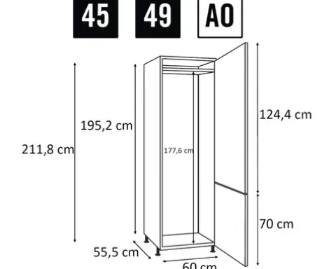 PICCANTE Smart Bodenpaket zu Hochschrank für Kühl/Gefrierkombi 2 Drehtüren SOFT WHITE Clickmontage "Nr. 49"